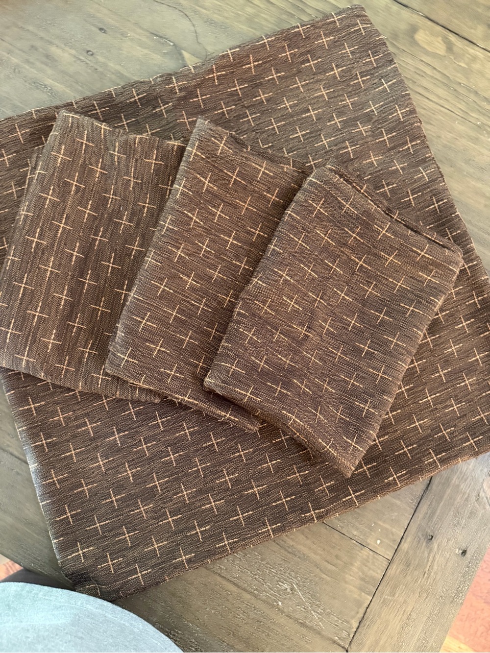 Euro Cocoa Brown with Gild Cross-Stitch Pattern four covers (pillow not included